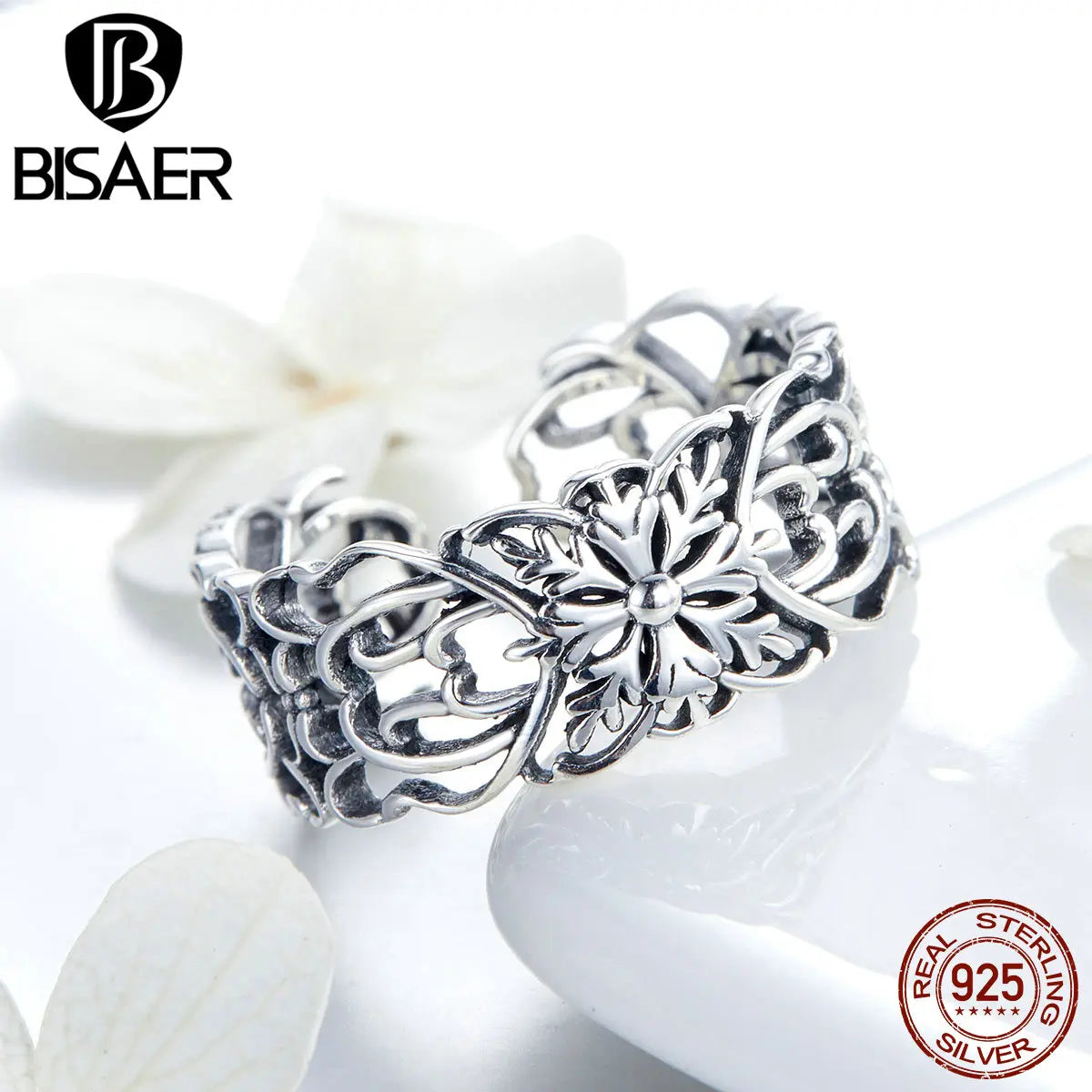 Dazzling Daisy Adjustable 925 Sterling Silver Ring