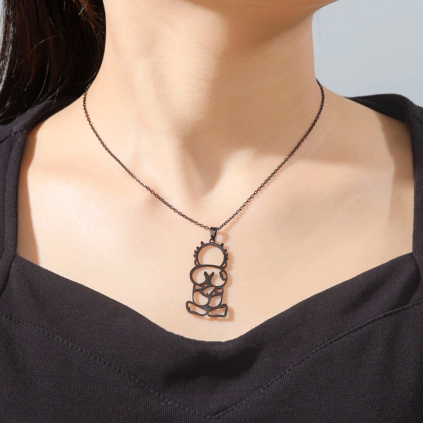 Stainless Steel Handala Hanzala Pendant Necklace