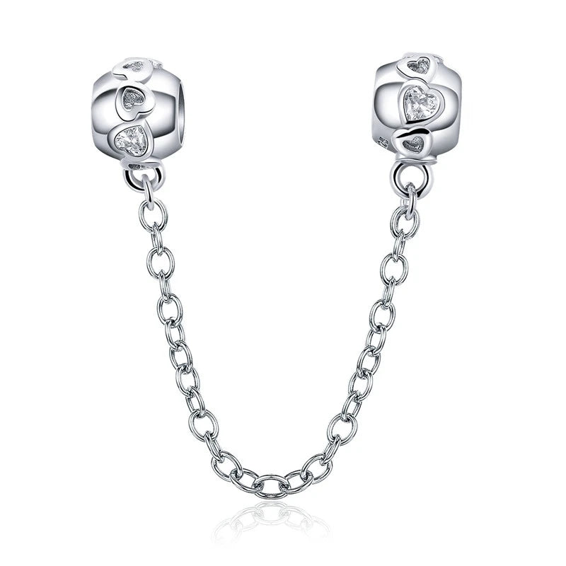 925 Sterling Silver Safety Chain Charms Collection
