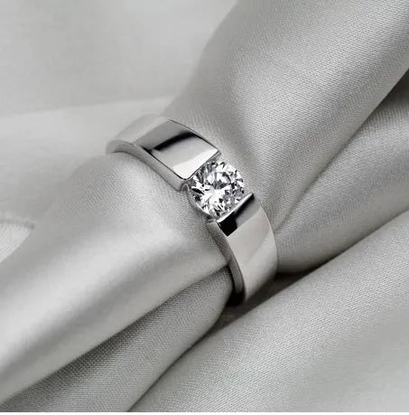 Celestial Promise - 14K White Gold Moissanite Engagement Ring